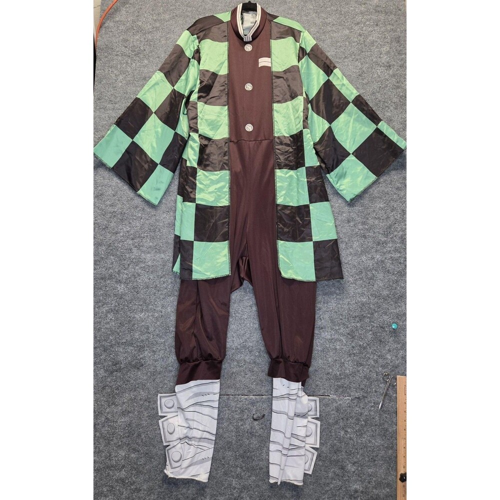InSpirit Designs Demon Slayer Tanjiro Costume Adult Large Green Check Jumpsuit